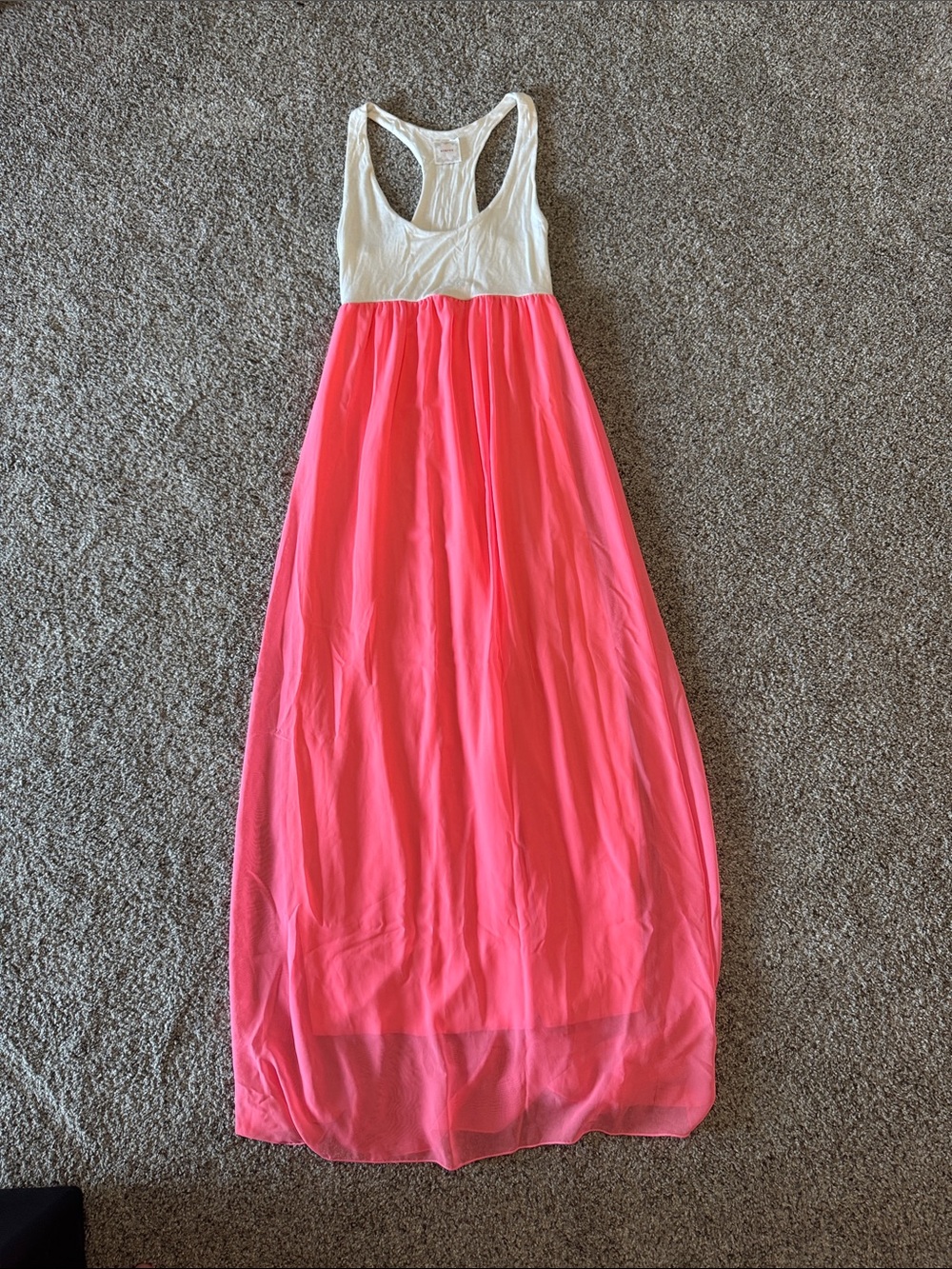NYMPHE White & Hot Pink Racerback Maxi Dress